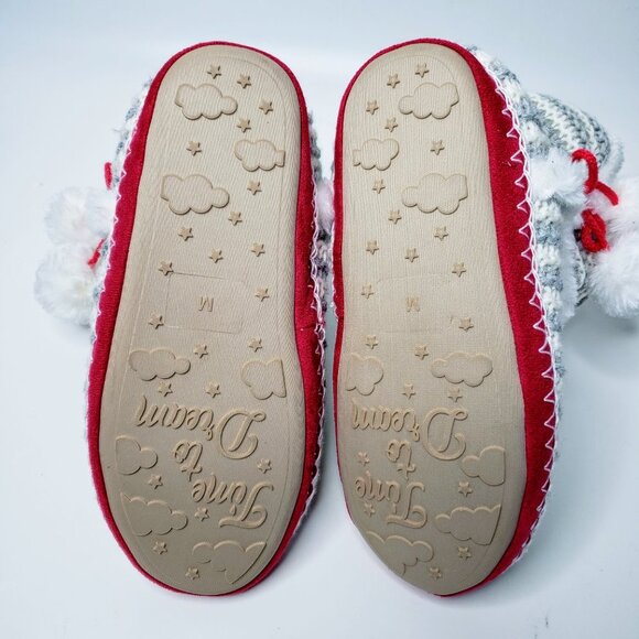 Totes Toasty Knitted Striped Furry Lined Memory Foam Boot Slippers M - Picture 9 of 10